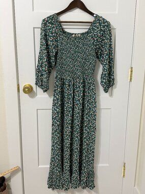 Midi Dress |  Green  | Fall Winter Wedding Guest | Holiday Party